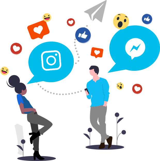 ilustração pessoas e redes sociais